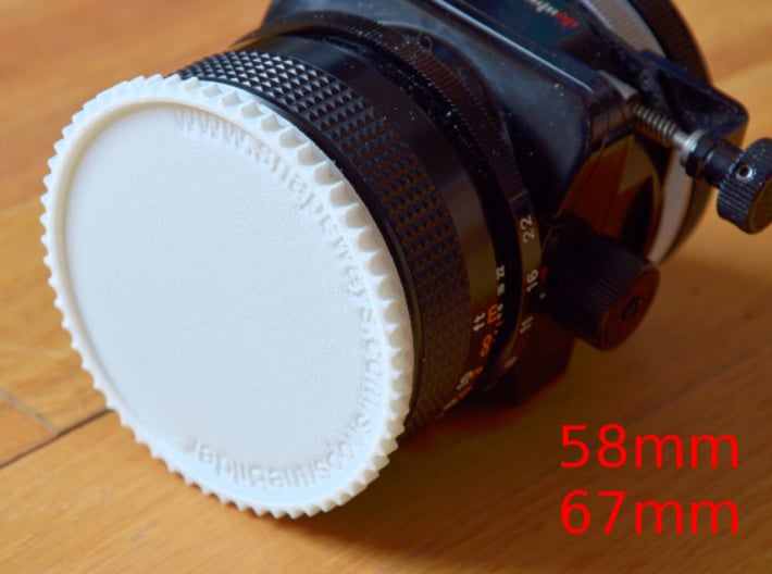 Double threaded lens cap: 67 and 58 mm 3d printed 