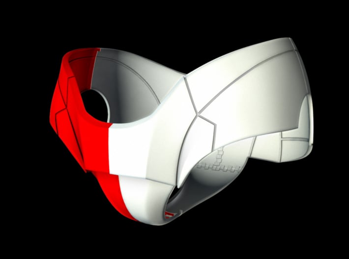Iron Man Pelvis Armor, Front Right (Part 2 of 5) 3d printed CG Render (What's highlighted in Red will be printed)