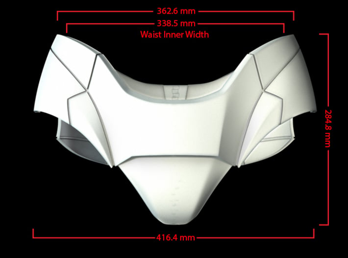 Iron Man Pelvis Armor, Front Right (Part 2 of 5) 3d printed CG Render (Front Measurements)