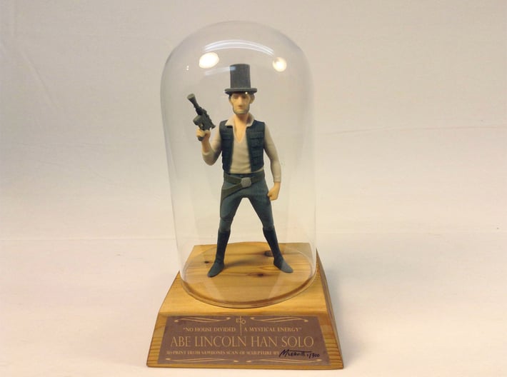 Abe Solo 3d printed Lincoln Han Solo Star Wars full color sandstone print in glass dome & wood base (not included with this order. Contact me personally to purchase glass dome & base).