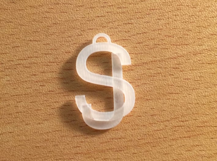 Overlaid Letter Charm 3d printed Letters charm in helvetica font type.