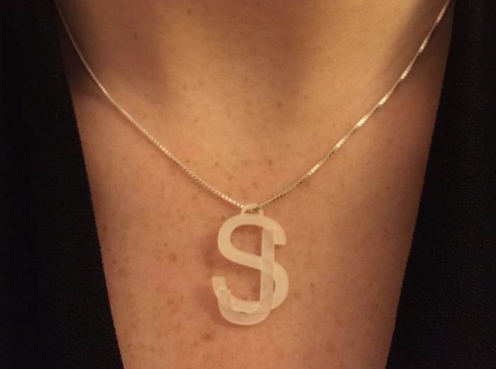Overlaid Letter Charm 3d printed Charm is modeled on 16"DIA chain (not included).