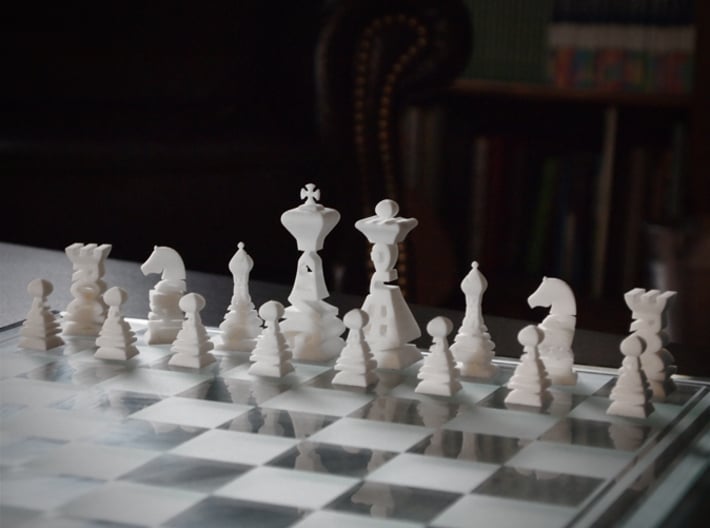 Typographical Chess Set 3d printed Photo of white set
