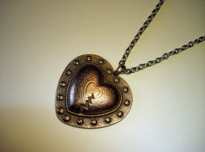 Steampunk Heart Pendant 3d printed Photo of an actual printed pendant - chain not included.