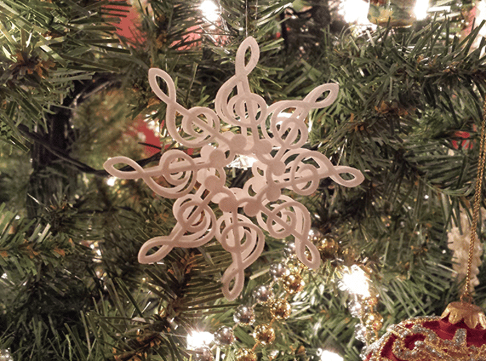 Treble Clef Snowflake Ornament 3D 3d printed 