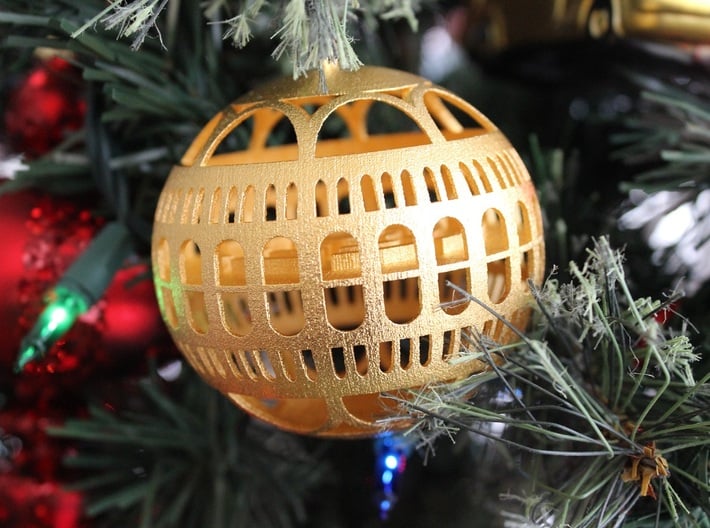 Library of Congress Christmas Ornament 3d printed Library of Congress Christmas Ornament in Polished Gold Steel