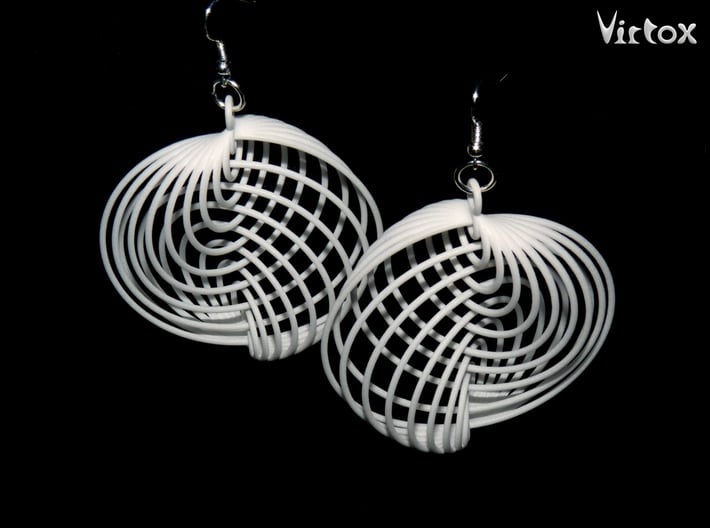 Running in Circles - Earrings 3d printed White Strong & Flexible Polished