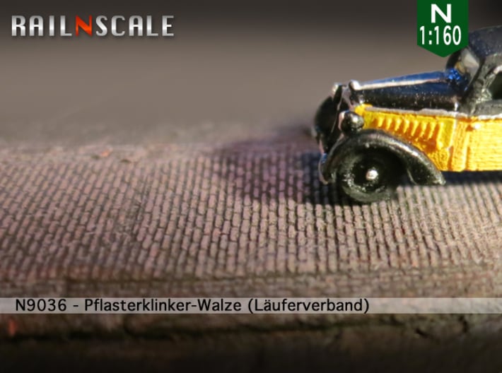 Pflasterklinker-Walze (Läuferverband - N 1:160) 3d printed 