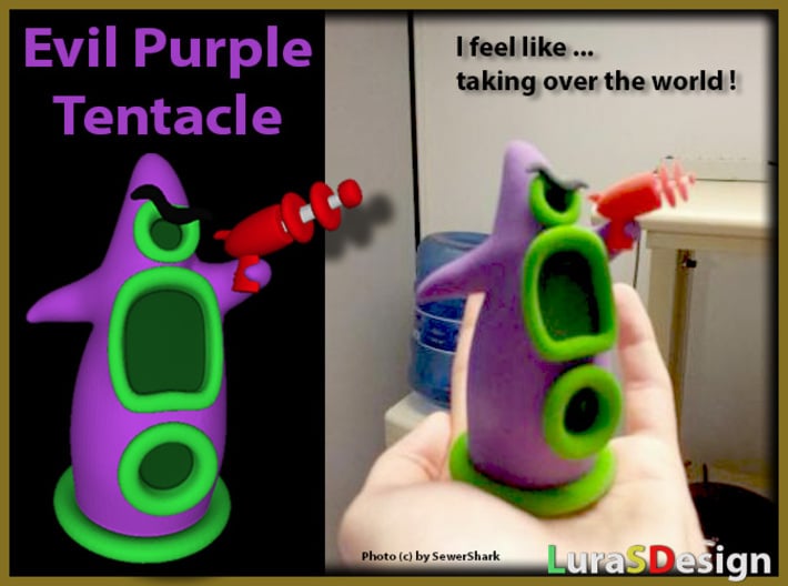 Evil Purple Tentacle LARGE 3d printed Photo shows the original 10cm Version by SewerShark