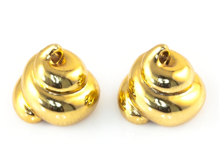 Lucky Golden Poo Earrings 3d printed 