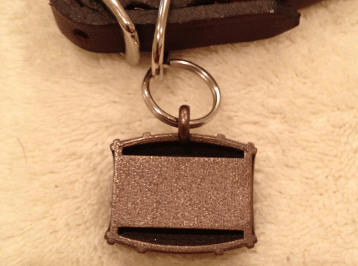 Keg / Barrel Pet Tag 3d printed Add up to 3 lines of personalized text on back (shown in optional bronze finish)