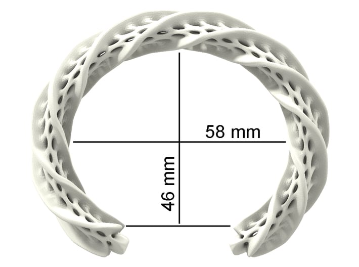 Twist Cuff (Size L) 3d printed Dimensions Size L