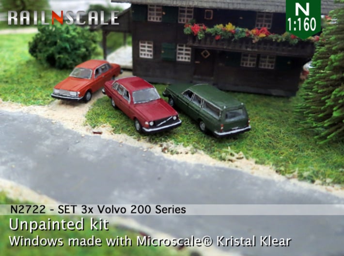 SET 3x Volvo 200-series (N 1:160) 3d printed 