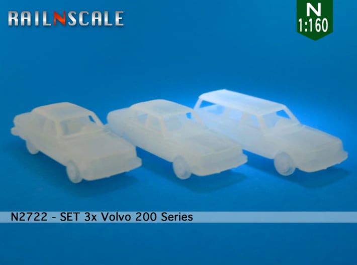 SET 3x Volvo 200-series (N 1:160) 3d printed 