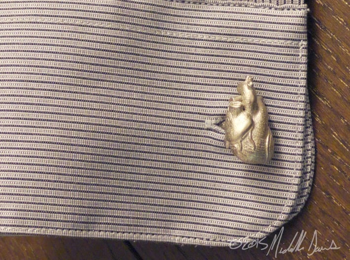 Anatomical Heart Cufflinks Pair (Front and Back) 3d printed Polished Nickel Steel