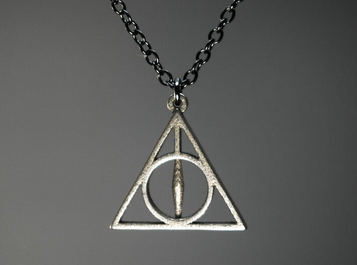 Deathly Hallows Pendant - Small - 5/8 3d printed Stainless Steel