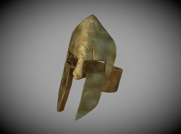 Spartan Helmet Ring 3d printed C4D render, Bronze material