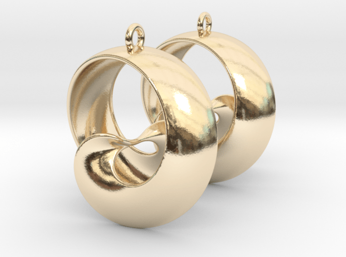 MobTor Earrings: the half Mobius Torus Shell 3d printed 