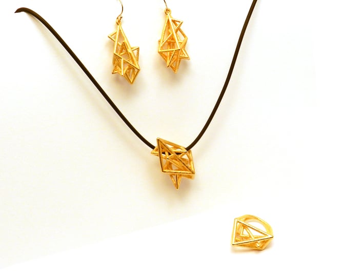 Angular Complexity Necklace 3d printed with urban development ring and urban complexity earrings, sold separately