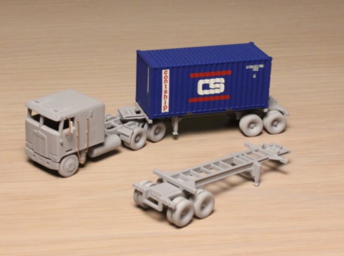 1:160 N Scale 20' Container Slider Chassis 3d printed