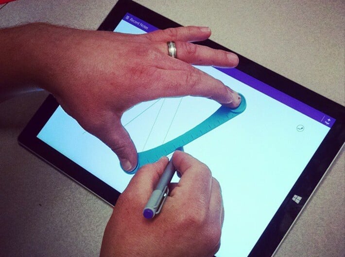 Touch-Screen Ruler Pro (Metric) 3d printed An earlier prototype in use.