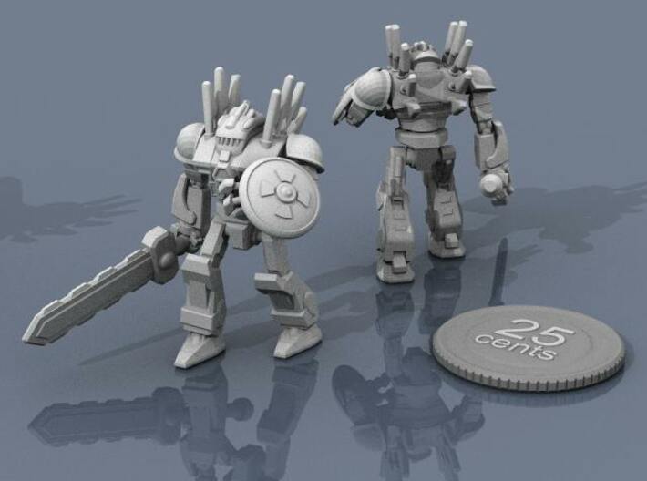 Mayan Doom Bot #2 3d printed Render of the model, with a virtual quarter for scale.