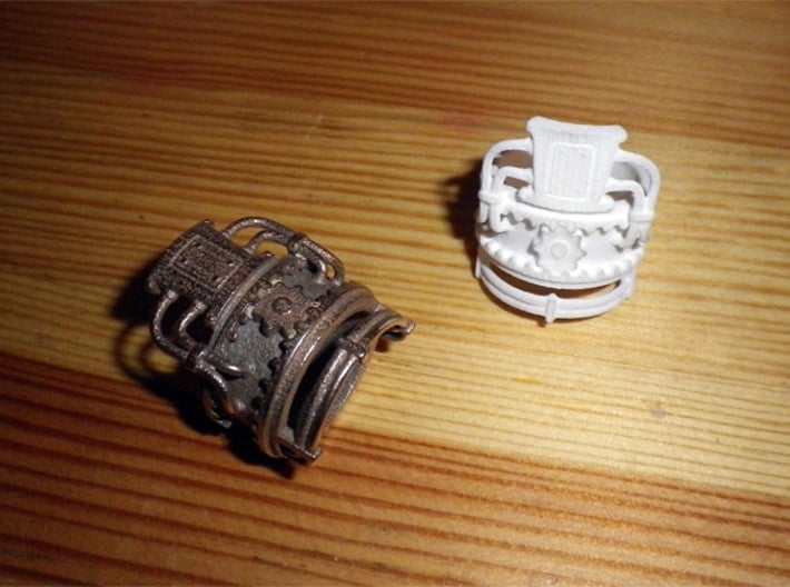 Steampower ring v2 3d printed Stainless steel + WSF