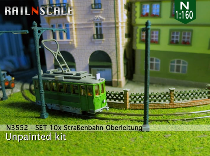 SET 10x Straßenbahn-Oberleitung 44mm (N 1:160) 3d printed 