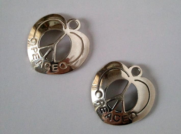 Peace Heart Earrings 3d printed 