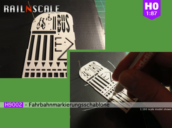 Fahrbahnmarkierungsschablone (H0 1:87) 3d printed 