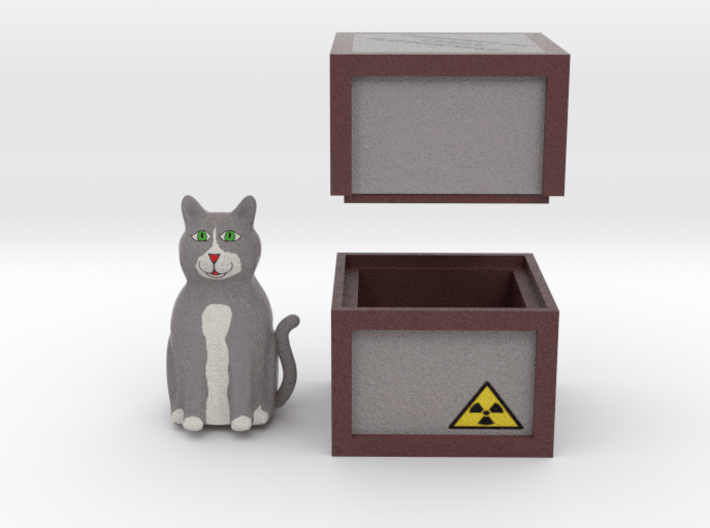 Schrödinger's Cat and Box 3d printed Render of Cat and Box