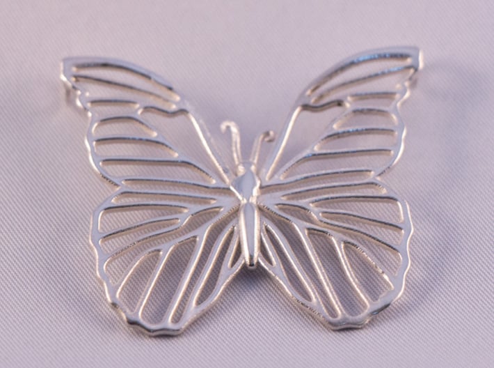 Butterfly pendant 3d printed Sterling Silver