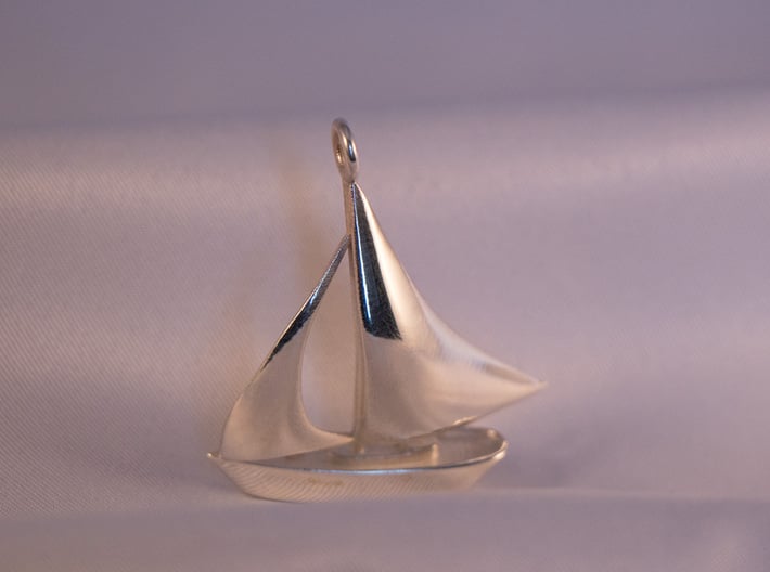 Sailboat pendant 3d printed Sterling silver glossy