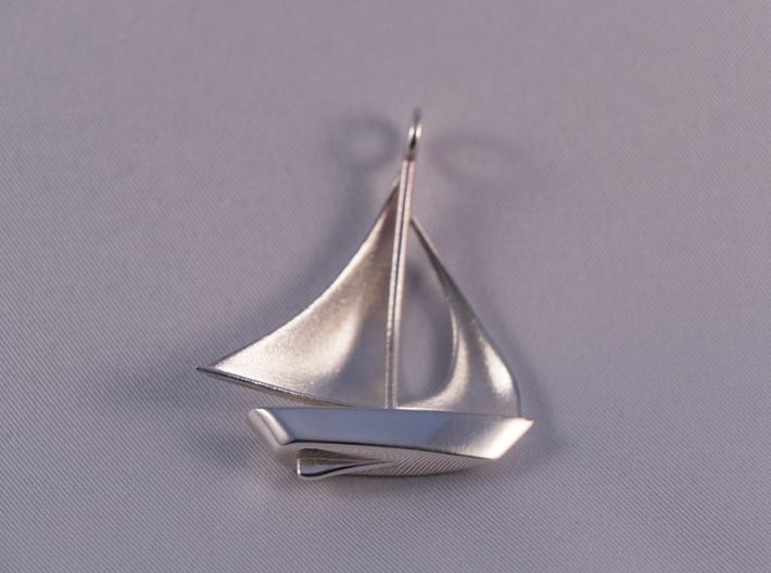 Sailboat pendant 3d printed Sterling silver glossy