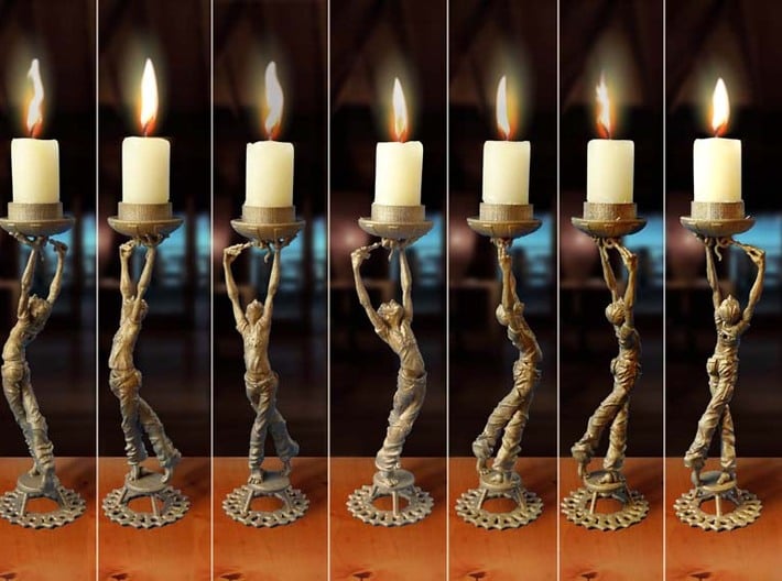 Candleholder "Screwdriver" 3d printed candle holder "Screwdriver"- 3D printed in steel, multiple views
