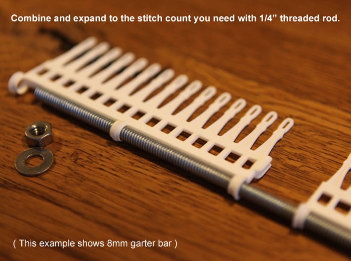 40 Tine Knitting Garter Bar X 2 - 6.5 mm V2.stl 3d printed Expand with 1/4"threaded rod