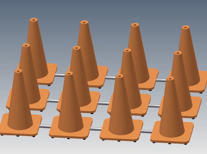 18&quot; traffic cones 1/24th (12) 3d printed
