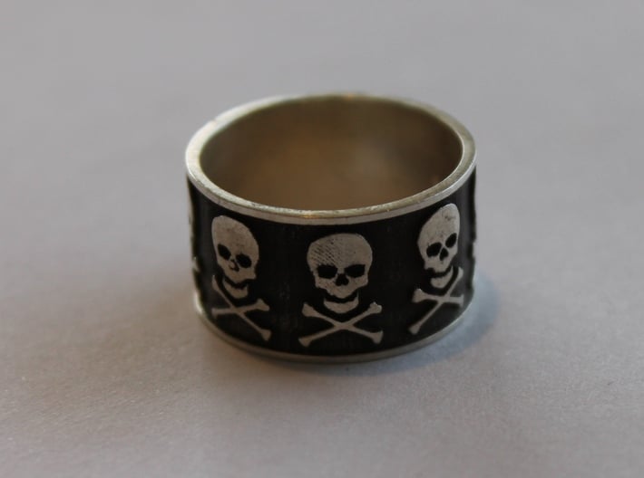 12 Skull and crossbones Ring Size 7.5 3d printed