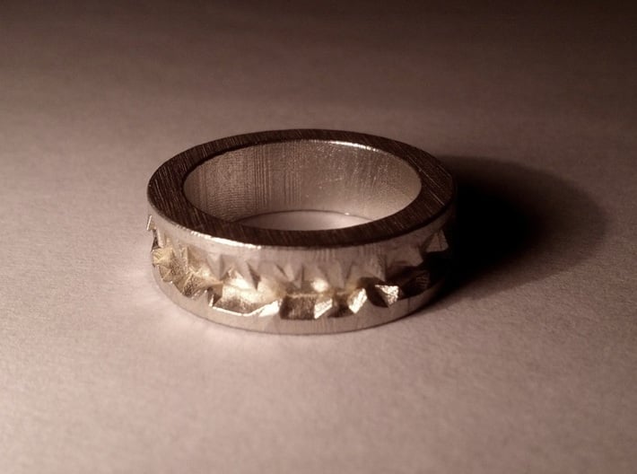 Silver Crystals Ring 3d printed Straight from the box - Raw Silver