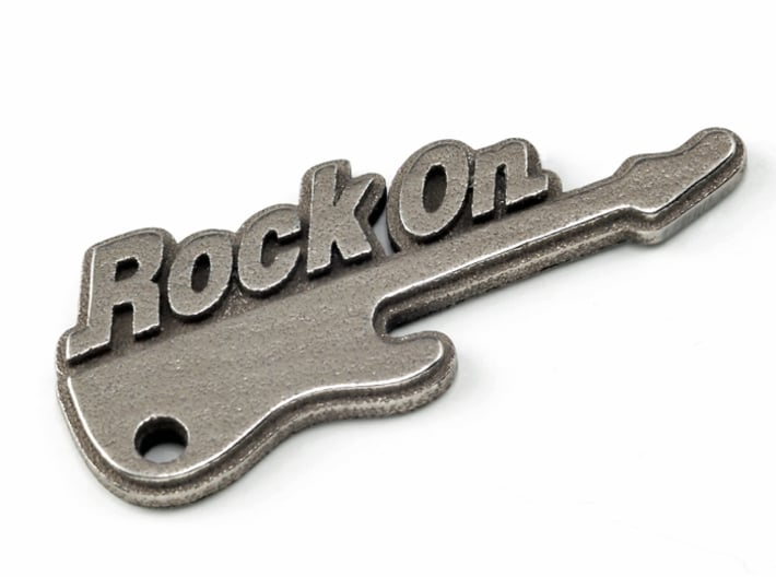 RockOn Keychain 3d printed Stainless Steel