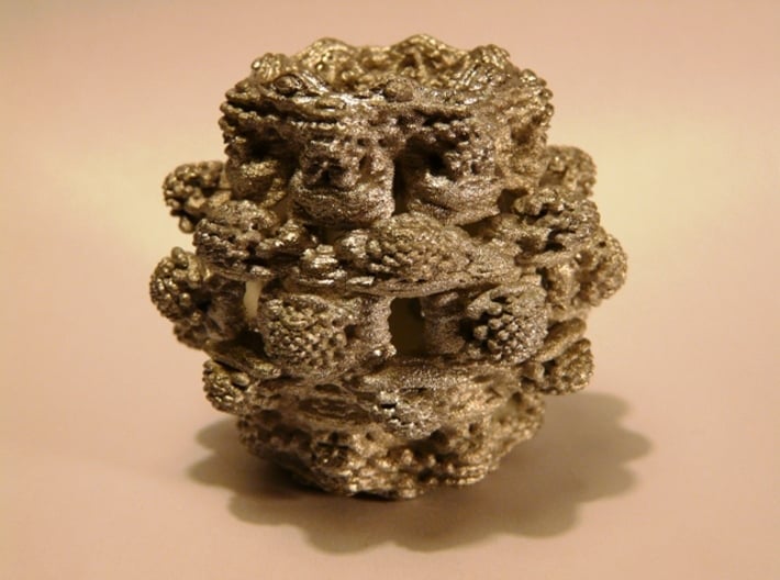 Power 8 Mandelbulb Fractal 3d printed White Strong &amp; Flexible (here painted in silver)