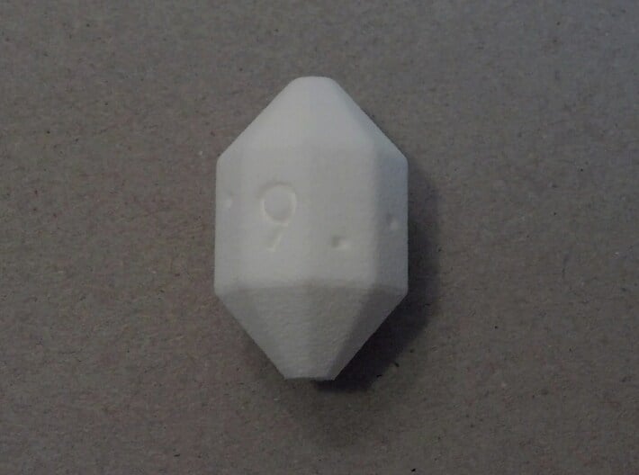 Cycle D9 Die 3d printed A roll of 9. White Strong & Flexible.