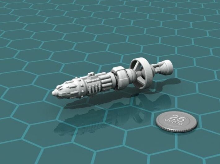 Federal Battleship 3d printed Render of the model, with a virtual quarter for scale.