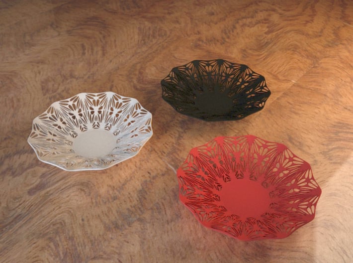 Perforated Bowl with artistic pattern 3d printed 3D example render - Designed for Strong &amp; Flexible
