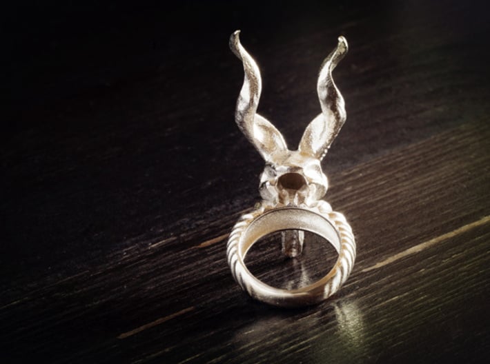 Antelope Ring 3d printed raw silver