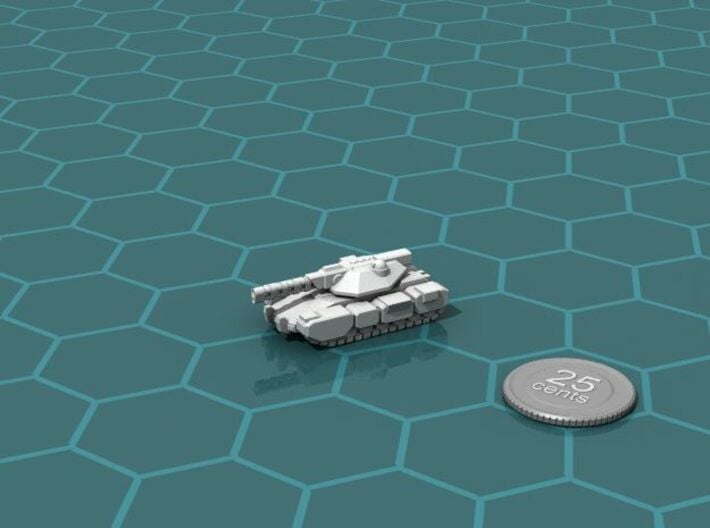 Colonial Main Battle Tank 3d printed Render of the model, with a virtual quarter for scale.