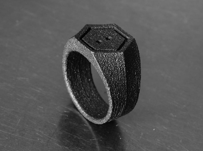 SIGNET RING - 19.5mm US size 9.5 3d printed Photo of ring in matt steel