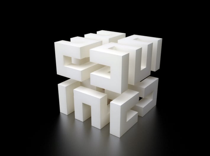 Hilbert cube ( pendant ) 3d printed Rendering of hilbert cube