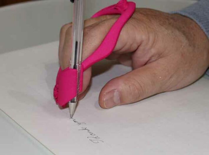 Writing Assist Tool ( for the right hand ) 3d printed Writing methods. Self-help devices. Easy to don and doff.