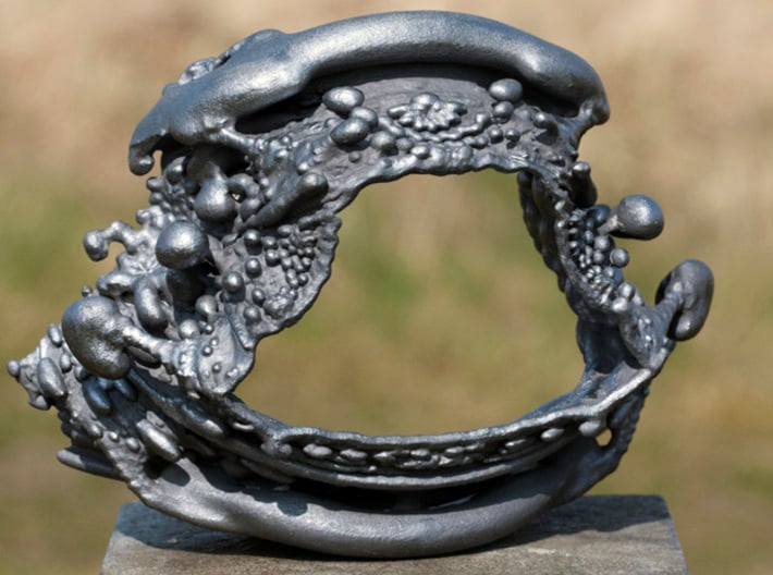 Slice of Spine - Two Vertebrae - Fractal Bracelet 3d printed Painted with metalcote